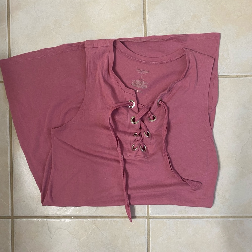 Really cute pink dress w/ a lace up V neck.